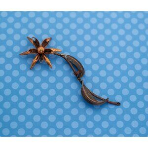 Vintage Art Deco Floral Copper Brooch - M9